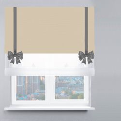 Римська штора День-Ніч Тюль/Велюр із ланцюжковим карнизом з бантами бежевий