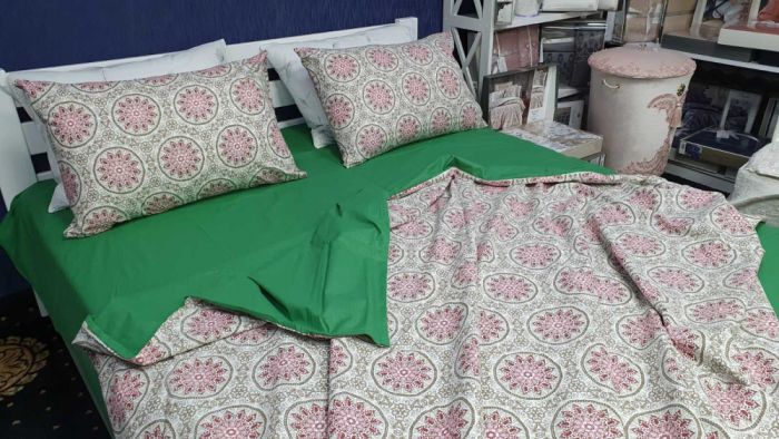 Етно зелений, ранфорс нав 50/70см (Полуторний)