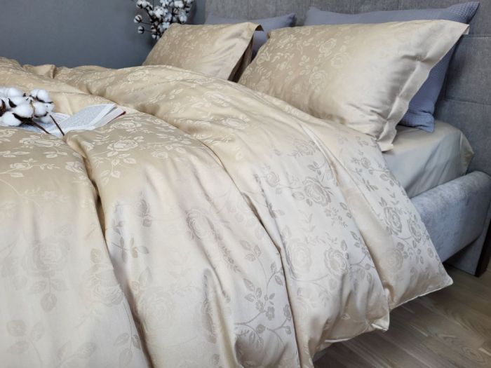 Сатин JACQUARD, ROSE BEIGE нав. 50*70см (Євро)