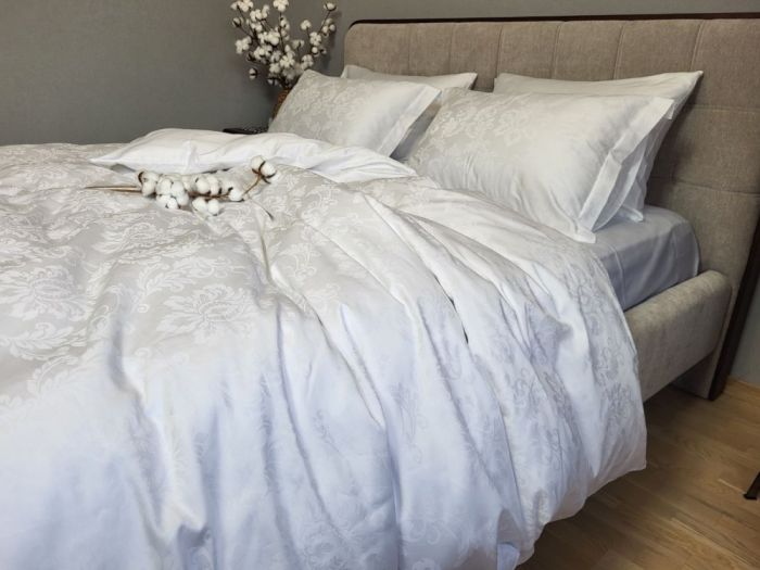 Сатин JACQUARD, TIARA WHITE (Полуторний)