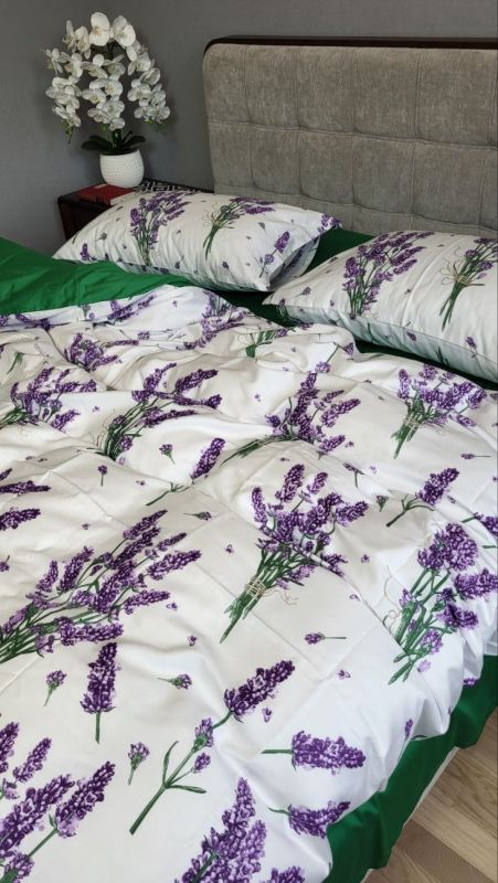 Сатин PREMIUM, LAVENDER GREEN підк. Цільн. (Полуторний)