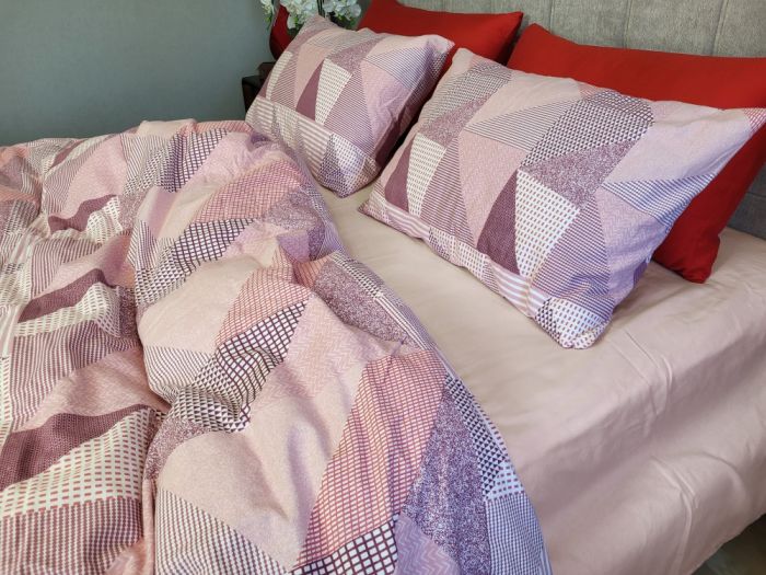 Печворк рожев./пудра, Turkish flannel (Полуторний)