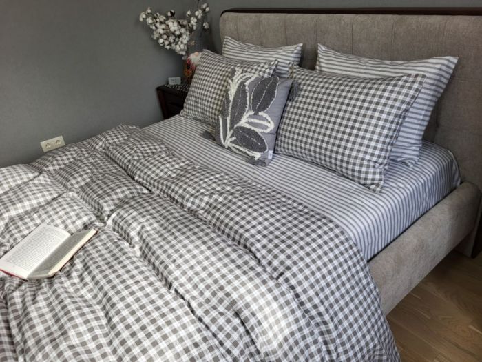 Клітинка/смужка, Turkish flannel нав 50*70см, підк двустор (Полуторний)