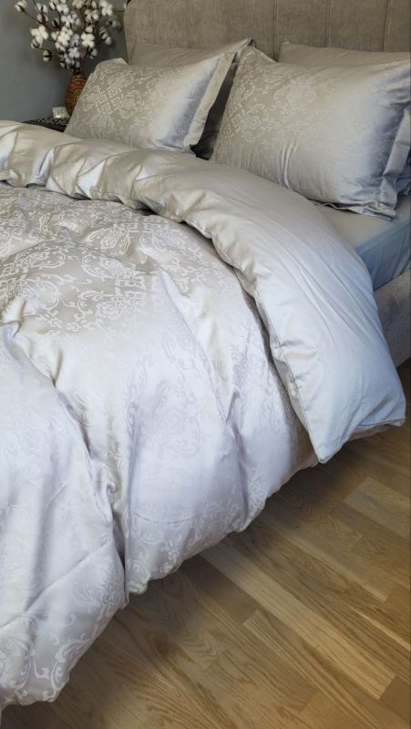 Сатин JACQUARD, CASPE GREY нав 50*70см (Двоспальний)