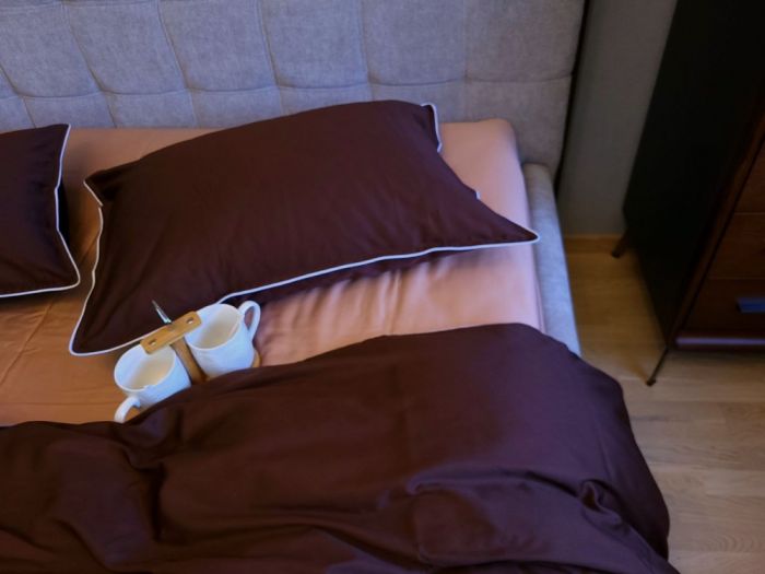 Сатин однотонний №154+№165, з кантом (Полуторний)