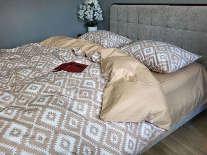 Орнамент беж, cotton (Полуторний)