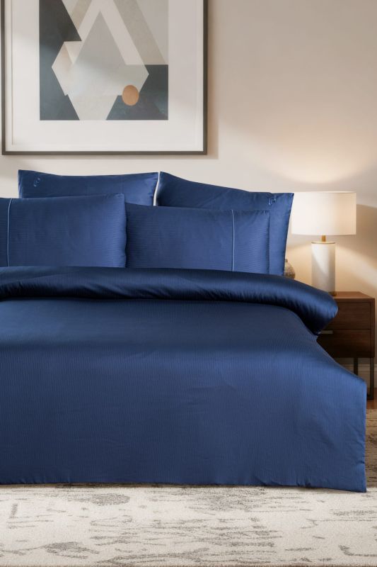 Двоспальний Євро комплект Luoca Patisca Faye Navy Сатин-Stripe