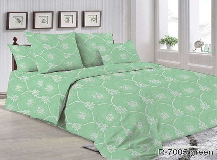 Комплект постільної білизни євро наволочки 50*70см Ранфорс R7005 green