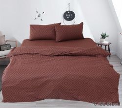 Комплект постільної білизни сімейний наволочки 50*70см Ранфорс R128Brown