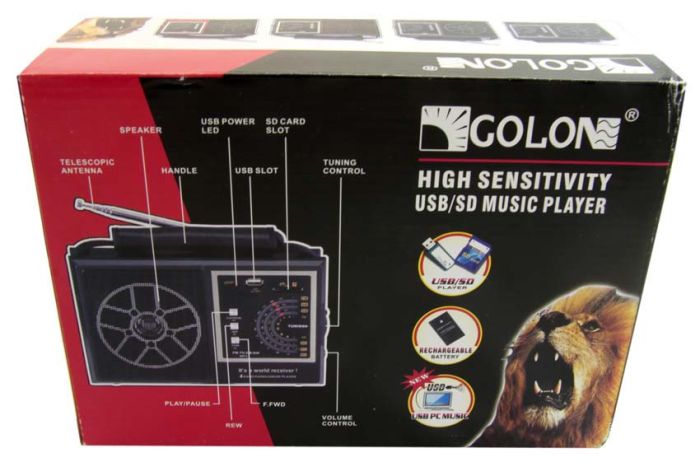 Портативный радиоприемник Golon RX-9933 с аккумулятором, USB, SD, FM радио