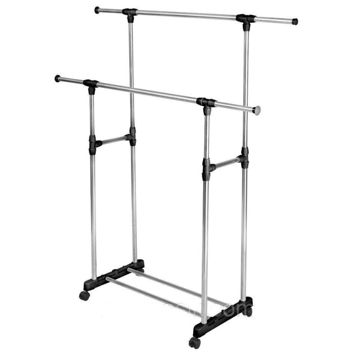 Телескопическая двойная стойка - вешалка для одежды и обуви Double Pole Clothes Horse 160*80*42 см