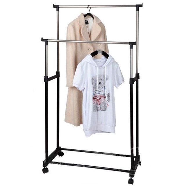 Телескопическая двойная стойка - вешалка для одежды и обуви Double Pole Clothes Horse 160*80*42 см