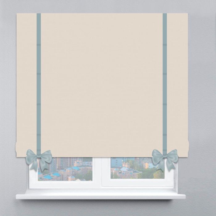 Римська штора DECOLIV Рогожка Димаут с кантами и бантами молочный