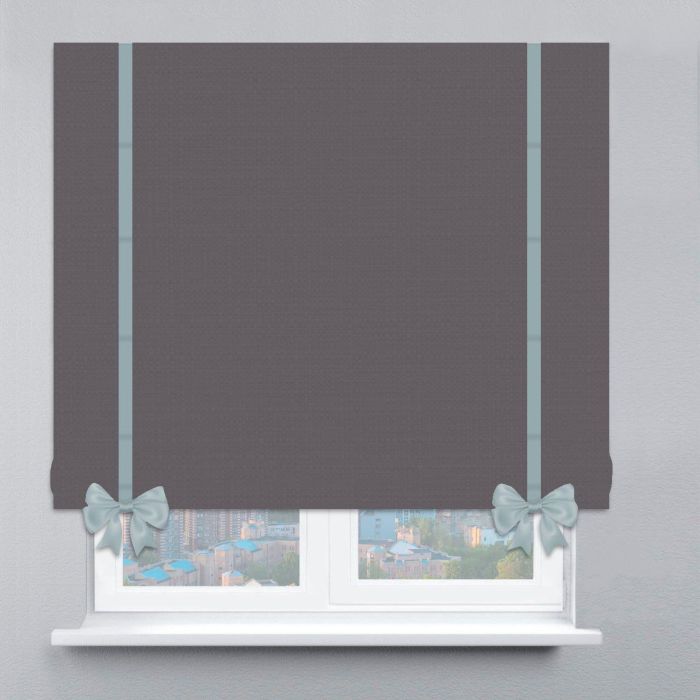 Римська штора DECOLIV Рогожка Premium с кантами и бантами антрацитовый