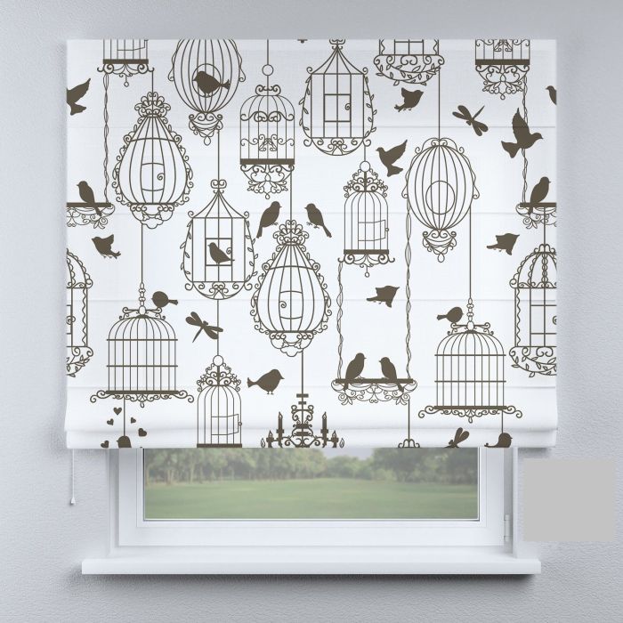 Римська штора DECOLIV птички на белом фоне