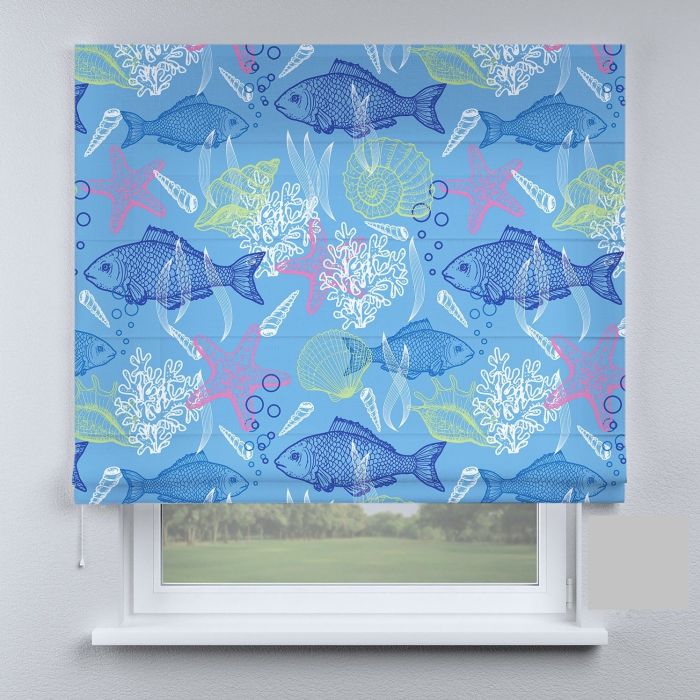 Римська штора DECOLIV рыбки синие