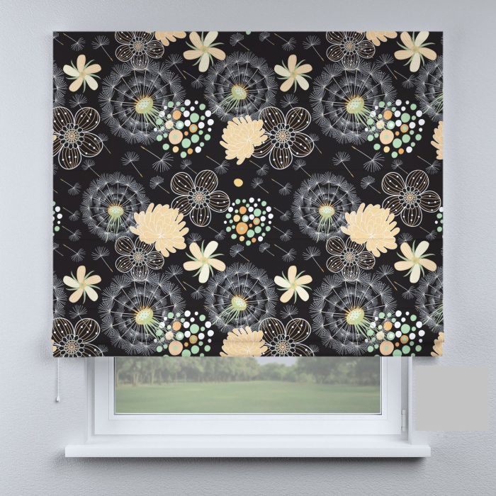 Римська штора DECOLIV одуванчики на черном фоне