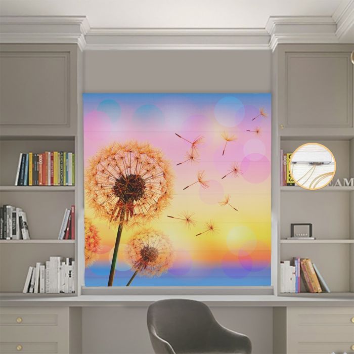 Римська штора DECOLIV Фотопечать Одуванчик  Блэкаут 160*170