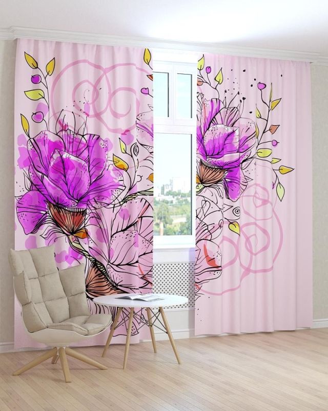 Фотоштори DECOLIV Квіти Принт 02-010 Блекаут