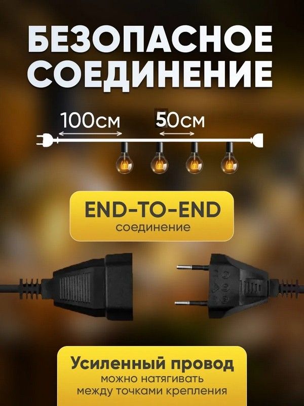Гирлянда светодиодная шарики уличная 30м (50 ламп), Свадебная гирлянда лампочки, Гирлянда из лампочек на стене, WAJ