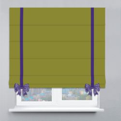 Римська штора Велюр з ланцюжковим карнизом з кантами та бантами зелений