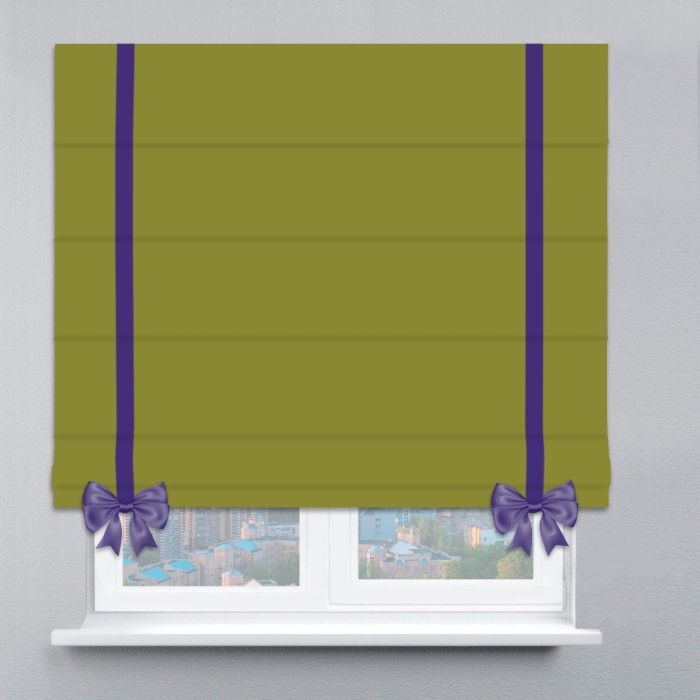 Римська штора Велюр з ланцюжковим карнизом з кантами та бантами зелений