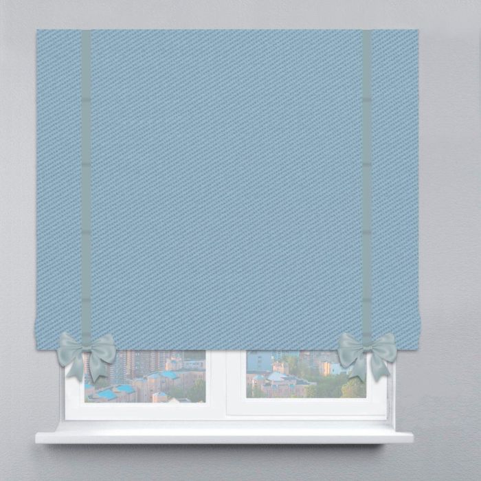 Римська штора Блекаут Перфект з кантами та бантами блакитний