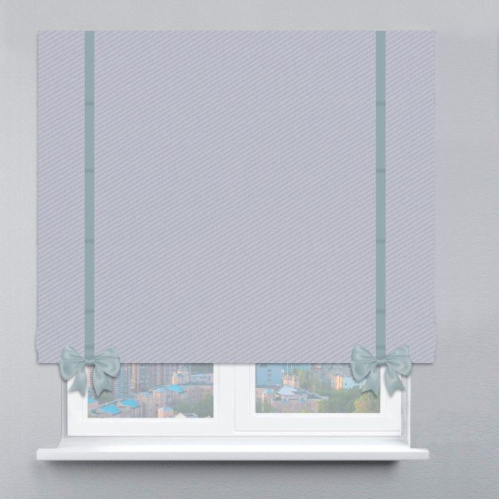 Римська штора Блекаут Перфект з ланцюжковим карнизом з кантами та бантами світло-сірий