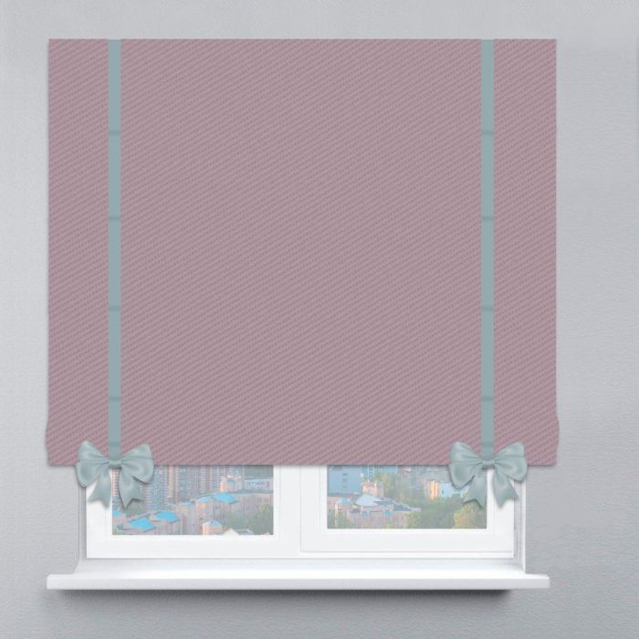 Римська штора DECOLIV Блэкаут Перфект с цепочным карнизом с кантами и бантами пудровый
