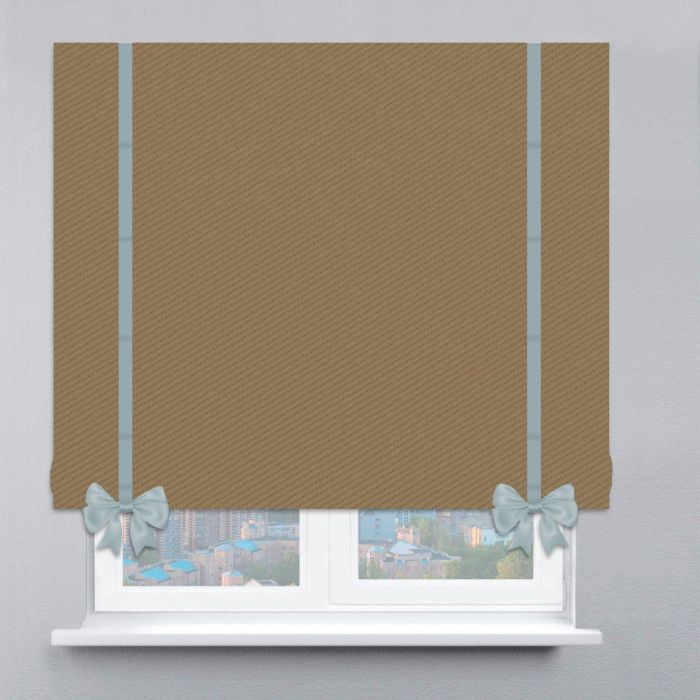 Римська штора Блекаут Перфект з ланцюжковим карнизом з кантами та бантами пісочний