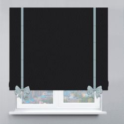 Римська штора Блекаут Перфект з кантами та бантами чорний