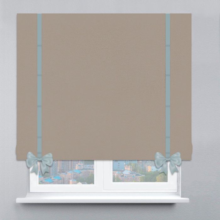 Римська штора Велюр з кантами та бантами сірий