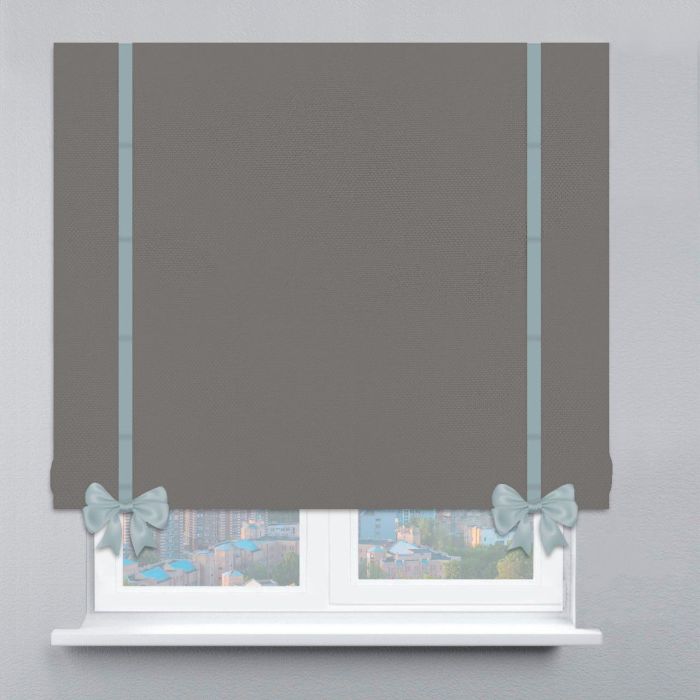 Римська штора Велюр з кантами та бантами світло-сірий