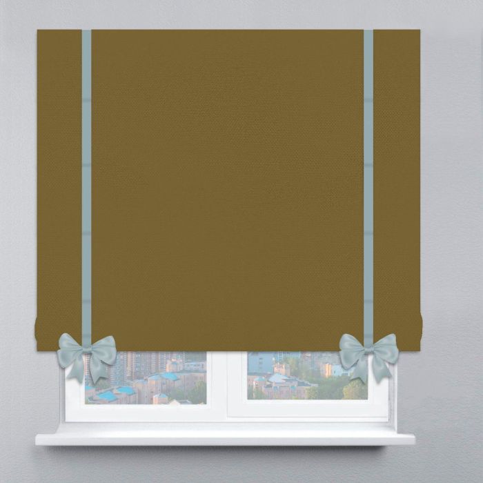 Римська штора Велюр з ланцюжковим карнизом з кантами та бантами зелений