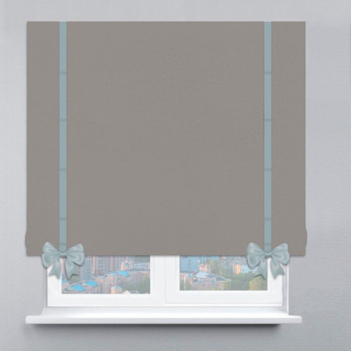 Римська штора Велюр з кантами та бантами антрацитовий