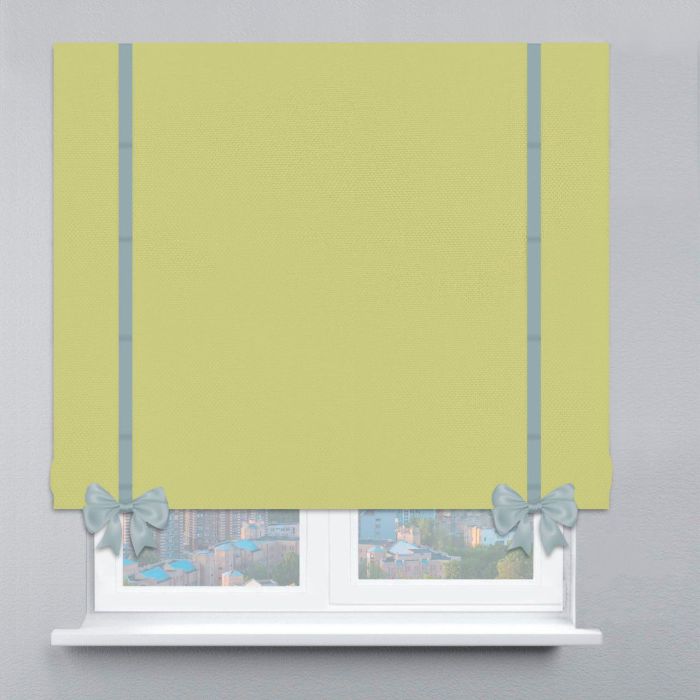 Римська штора Велюр з ланцюжковим карнизом з кантами та бантами зелений