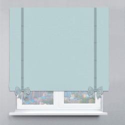 Римська штора Велюр з кантами та бантами бірюзовий