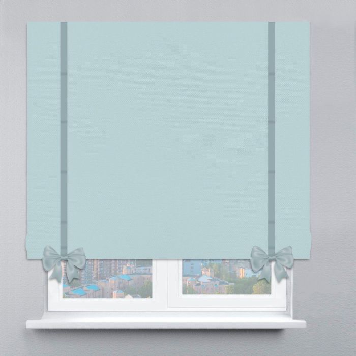 Римська штора Велюр з кантами та бантами бірюзовий