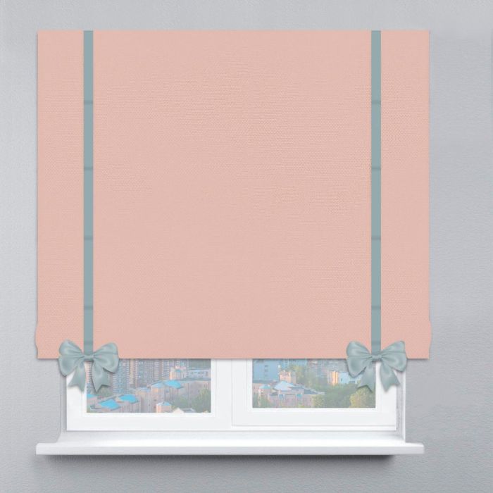 Римська штора Велюр з кантами та бантами пудровий