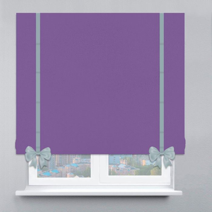 Римська штора Велюр з кантами та бантами фіолетовий
