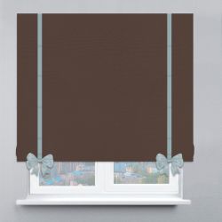 Римська штора Велюр з ланцюжковим карнизом з кантами та бантами шоколадний