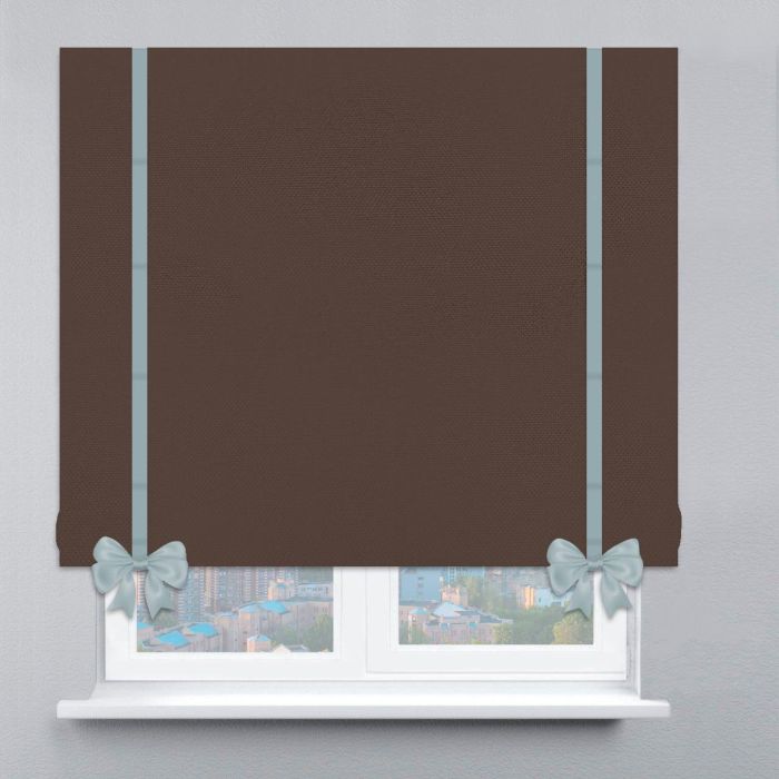 Римська штора Велюр з ланцюжковим карнизом з кантами та бантами шоколадний