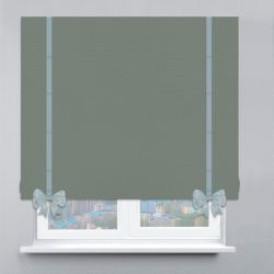 Римська штора Велюр з ланцюжковим карнизом з кантами та бантами оливковий