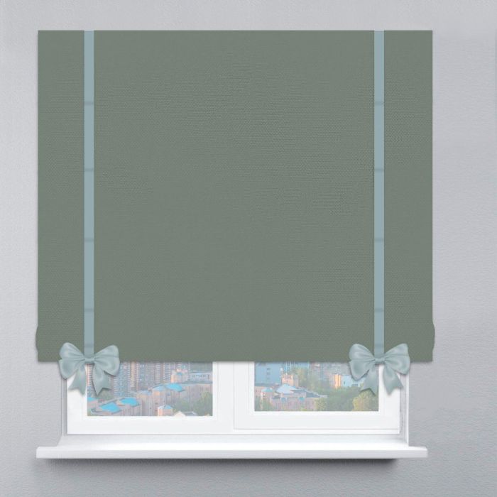 Римська штора Велюр з ланцюжковим карнизом з кантами та бантами оливковий