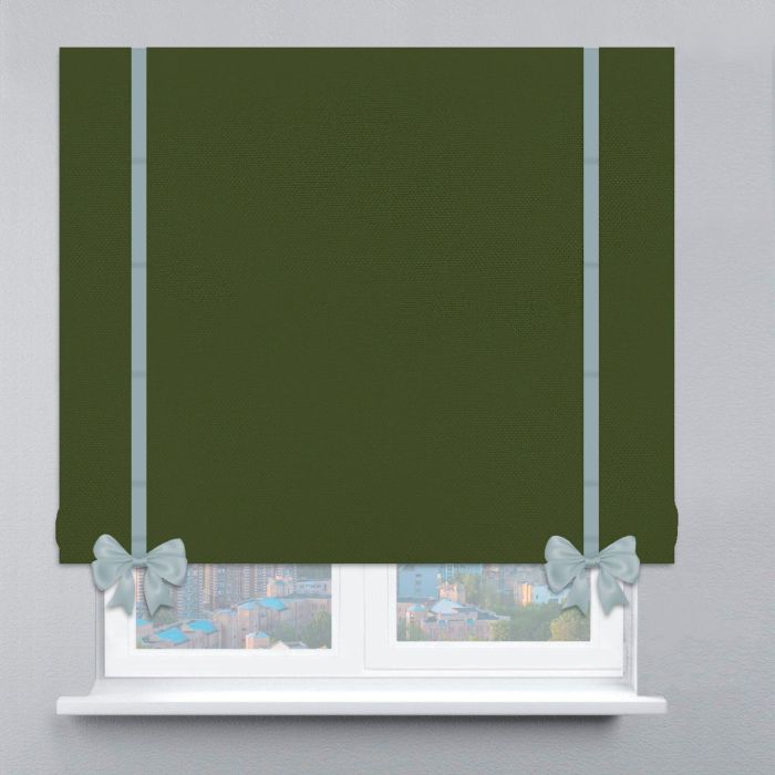 Римська штора DECOLIV Велюр с цепочным карнизом с кантами и бантами зеленый