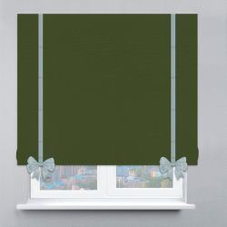 Римська штора Велюр з кантами та бантами зелений