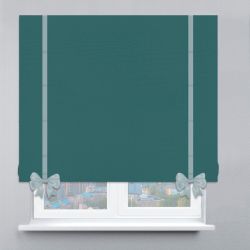 Римська штора Велюр з ланцюжковим карнизом з кантами та бантами лазурний