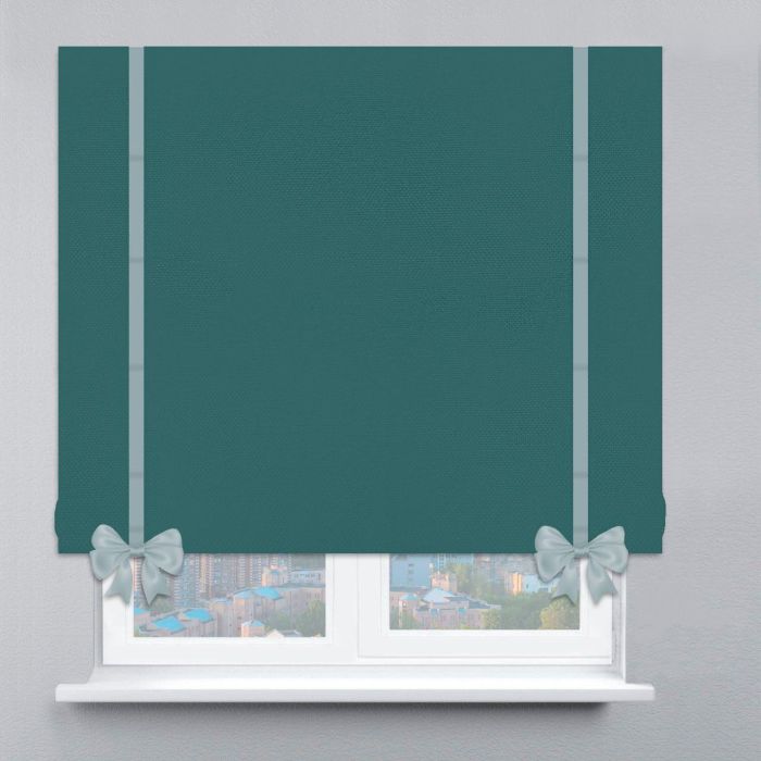 Римська штора Велюр з ланцюжковим карнизом з кантами та бантами лазурний