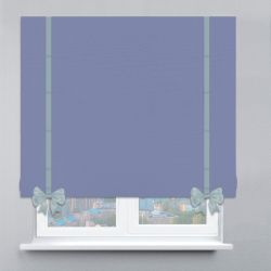 Римська штора Велюр з ланцюжковим карнизом з кантами та бантами небесний