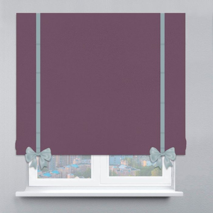 Римська штора Велюр з кантами та бантами ліловий
